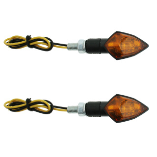 Motorrad Mini- Blinkleuchten "KITE" kurz Glas gelb Gehäuse schwarz 57x27 Blinker