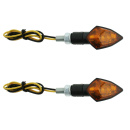 Motorrad Mini- Blinkleuchten "KITE" kurz Glas gelb Gehäuse schwarz 57x27 Blinker