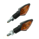 Motorrad Mini- Blinkleuchten "KITE" kurz Glas gelb Gehäuse schwarz 57x27 Blinker
