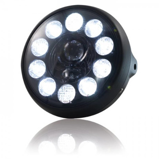 LED-Scheinwerfer 7,British Style, mattschwarz, E-geprüft