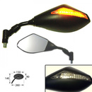 Motorradspiegel mit LED-Blinker, links, schwarz, ABS, Adapter 1 x M10-R, E-geprüft