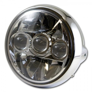 LED-Scheinwerfer 7, FARGO British Style, chrom, Chromreflektor, E-geprüft