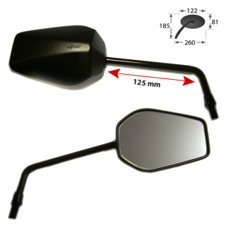 Universalspiegel 125 schwarz-matt ABS 2x M10-rechts E-geprüft
