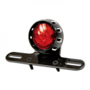LED Rücklicht Alu CNC mit Halter schwarz Ø=70 mm rot mit KZB E-geprüft
