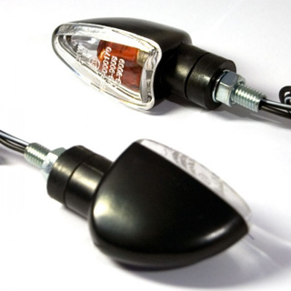 Mini- Blinker ARROW schwarz kurze Ausführung klares Glas M8 E-geprüft
