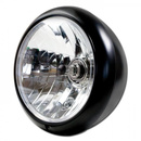 Scheinwerfer 7" "HD-Style" Klarglas mattschwarz H4 Prismenreflektor E-geprüft