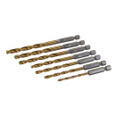 Sechskant- Bit- Bohrer 7-tlg. Satz 3,0 - 6,5 mm Titanium...