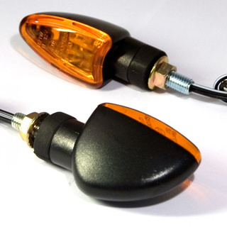 Mini- Blinker ARROW schwarz kurz gelbes Glas M8 E-geprüft Motorradblinker