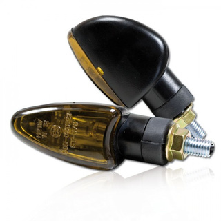 Mini- Blinker ARROW schwarz kurz getöntes Glas M8 E-geprüft Motorradblinker