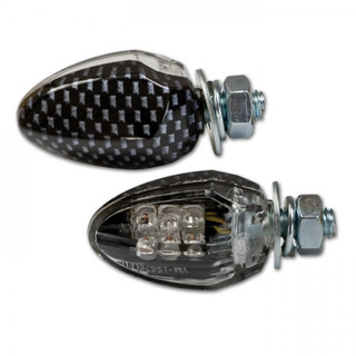 Mini LED- Blinker carbonlook Klarglas M6 - nur für hinten - Paar E-geprüft