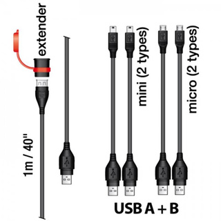 USB-Adapter-Verlängerung (109), USB-A 1m/40", 2x USB Mini-Adap, 2x USB Mikro-Adap. 