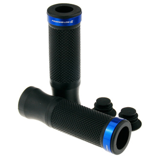 Griffgummi Black mit Alu-Zierring blau, offen, 7/8"-22 mm, Länge: 120 mm