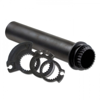 Gasgriff Drehhülse, Set mit 3 Zugscheiben, ABS, schwarz, Innendurchmesser 22mm, L=136 mm