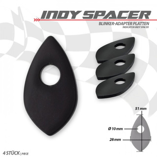 Indy Spacer, schwarz, Stahl, Honda neue Modelle, (VPE 4 Stck.), Maße: L 51 x B 28 mm