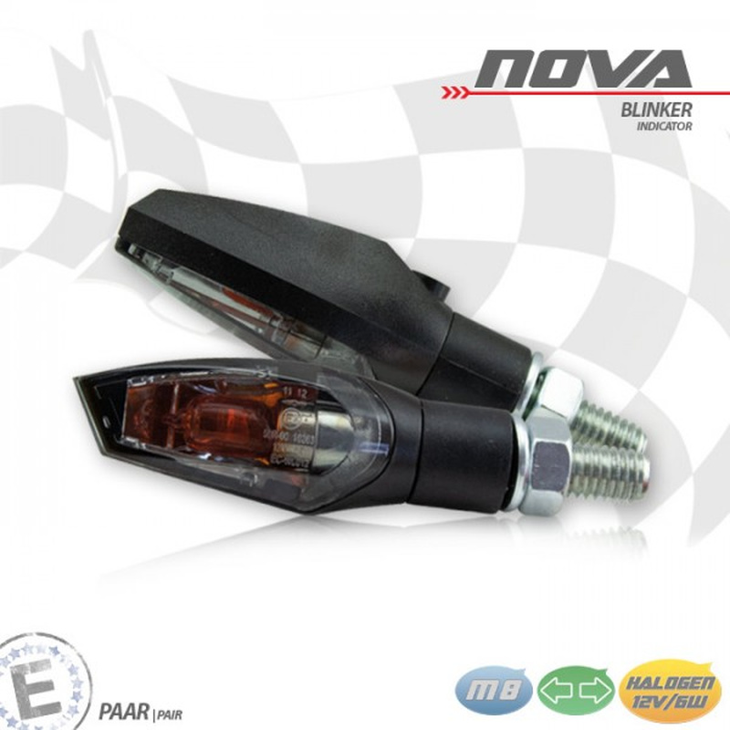 Motorrad Blinker NOVA 12V/6W schwarz getöntes Glas klar M8 E-geprüf,  20,78 €