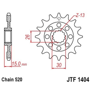 Ritzel 15Z - 520 Feinverz. Innen Ø 26/30 Motorrad Kettenritzel