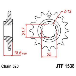 Ritzel 15Z - 520 Feinverz. Innen Ø 22/25 für Kawasaki Motorrad Kettenritzel