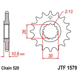 Ritzel 16Z - 520 Feinverz. Innen Ø 26/30 Motorrad Kettenritzel