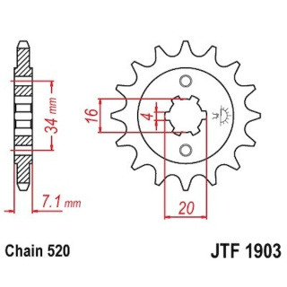 Ritzel 15Z - 520 Grobverz. 4 Innen Ø 16/20 für KTM Motorrad Kettenritzel