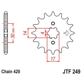 Ritzel 15Z - 420 Grobverz. 4 Innen Ø 14/17 für Honda Motorrad Kettenritzel