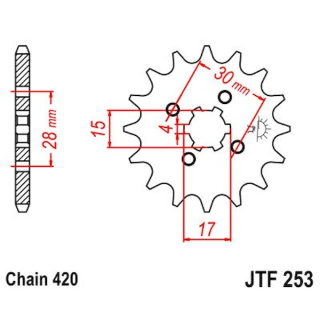 Ritzel 15Z - 420 Grobverz. 4 Innen Ø 15/17 für Honda Motorrad Kettenritzel