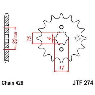 Ritzel 13Z - 428 Grobverz. 4 Innen Ø 15/17 für Honda Motorrad Kettenritzel