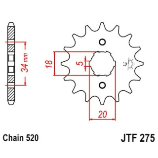 Ritzel 15Z - 520 Grobverz. 6 Innen Ø 18/20 Motorrad Kettenritzel