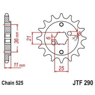 Ritzel 15Z - 525 Grobverz. 6 Innen Ø 21/25 für Honda Motorrad Kettenritzel