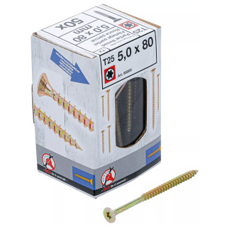 Mehrzweckschrauben 5,0 x 80 mm Senkkopfschrauben 50 Stück T-Profil für Torx T25