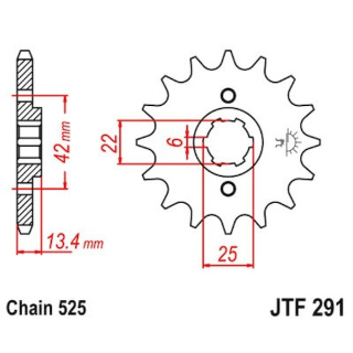 Ritzel 16Z - 525 Grobverz. 6 Innen Ø 22/25 für Honda Motorrad Kettenritzel