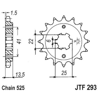 Ritzel 14Z - 525 Grobverz. 6 Innen Ø 22/25 für Honda Motorrad Kettenritzel