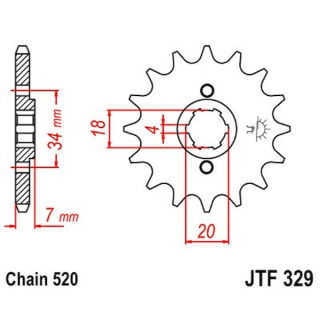 Ritzel 12Z - 520 Grobverz. 4 Innen Ø 18/20 für Honda Motorrad Kettenritzel