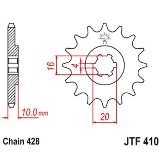 Ritzel 14Z - 428 Grobverz. 4 Innen Ø 16/20 für Hyosung Motorrad Kettenritzel