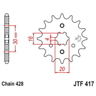 Ritzel 14Z - 428 Grobverz. 4 Innen Ø 16/20 für Kawasaki Motorrad Kettenritzel