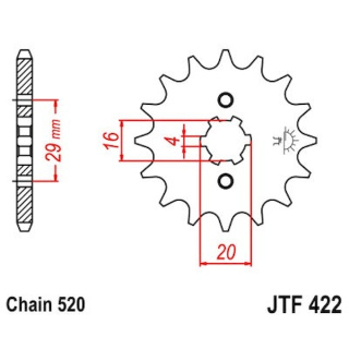 Ritzel 12Z - 520 Grobverz. 4 Innen Ø 16/20 für Kawasaki Motorrad Kettenritzel