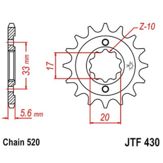 Ritzel 13Z - 520 Feinverz. Innen Ø 16,7/20 für Kawasaki Motorrad Kettenritzel