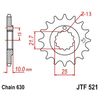 Ritzel 15Z - 630 Feinverz. Innen Ø 21,6/25 für Kawasaki Motorrad Kettenritzel