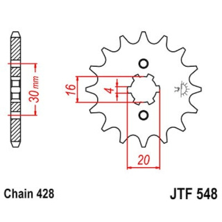 Ritzel 13Z - 428 Grobverz. 4 Innen Ø 16/20 für Yamaha Motorrad Kettenritzel