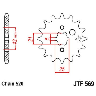 Ritzel 13Z - 520 Grobverz. 5 Innen Ø 21/25 für Kawasaki Motorrad Kettenritzel