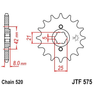 Ritzel 15Z - 520 Grobverz. 5 Innen Ø 21/25 für Yamaha Motorrad Kettenritzel