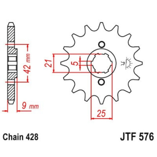 Ritzel 17Z - 428 Grobverz. 5 Innen Ø 21/25 für Yamaha Motorrad Kettenritzel
