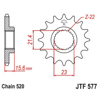 Ritzel 16Z - 520 Feinverz. Innen Ø 21,3/23 für MZ/MUZ Motorrad Kettenritzel