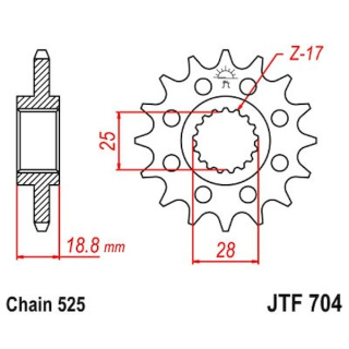 Ritzel 15Z - 525 Feinverz. Innen Ø 25/28 für Aprilia Motorrad Kettenritzel