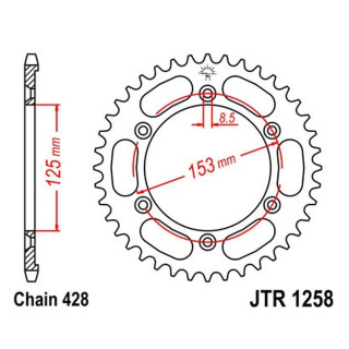 Kettenrad 54Z - 428 SW Innen Ø 125 Lochkreis 153 für Honda Motorrad