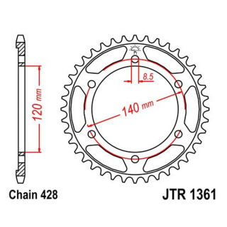 Kettenrad 50Z - 428 SW Innen Ø 120 Lochkreis 140 Motorrad
