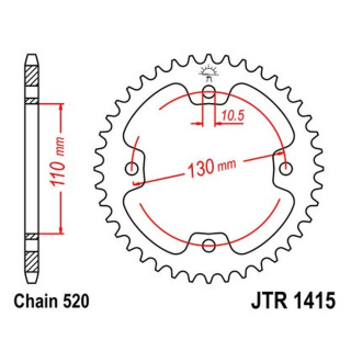 Kettenrad 37Z - 520 Innen Ø 110 Lochkreis 130 für Kawasaki Motorrad