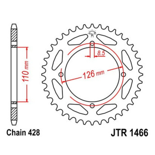 Kettenrad 44Z - 428 Innen Ø 110 Lochkreis 126 für Kawasaki Motorrad