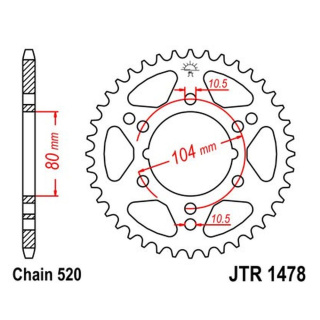 Kettenrad 42Z - 520 SW Innen Ø 080 Lochkreis 104 für Kawasaki Motorrad