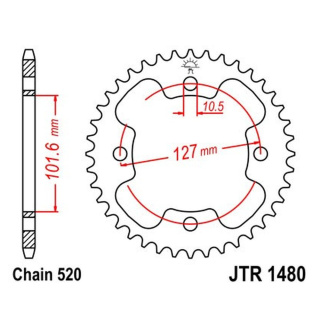 Kettenrad 37Z - 520 SW Innen Ø 101 Lochkreis 127 Motorrad