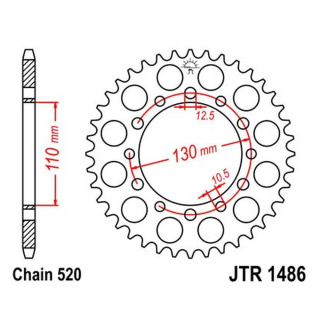 Kettenrad 44Z - 520 SW Innen Ø 110 Lochkreis 130 für Kawasaki Motorrad